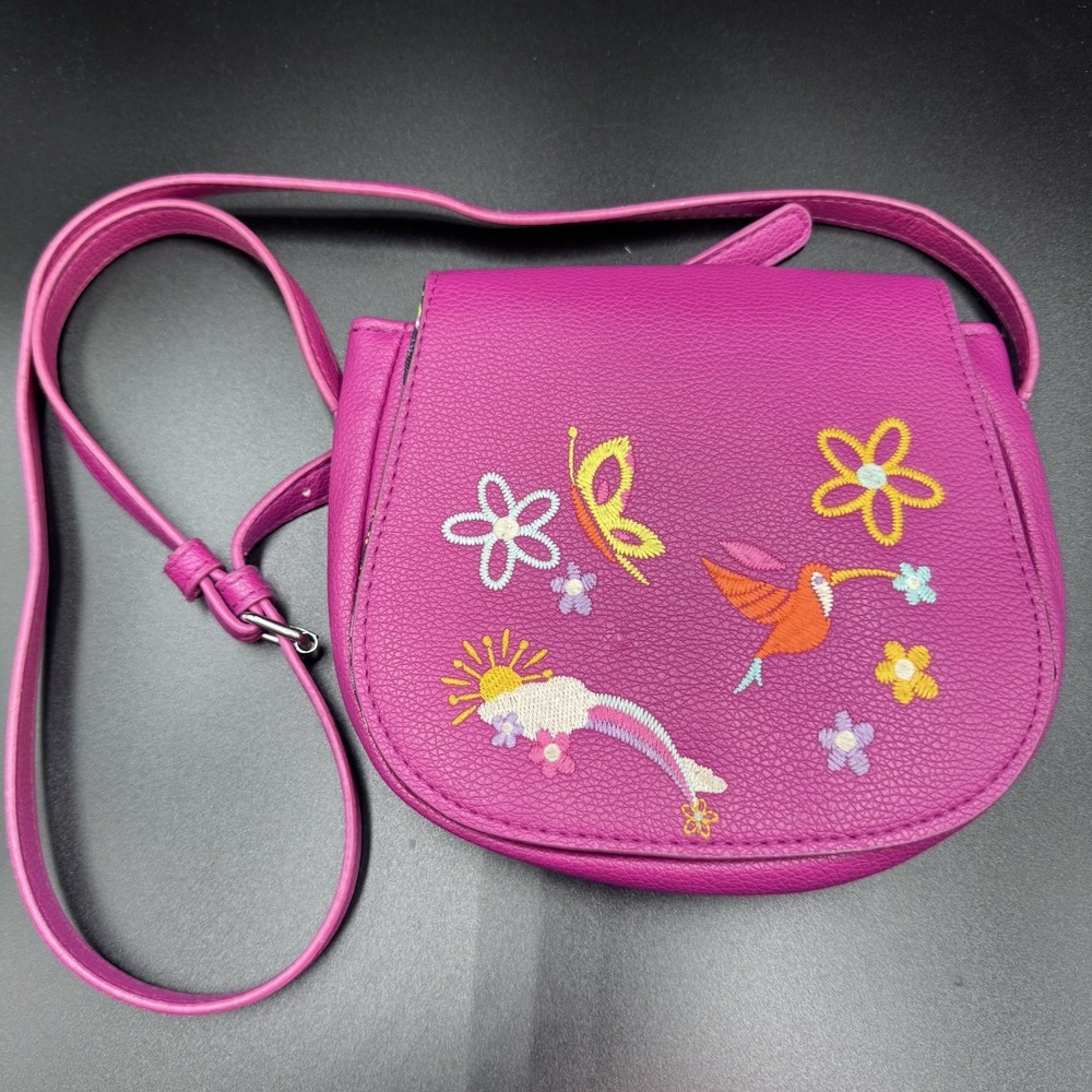 Disney Store Encanto Crossbody Bag Girls Pink Magenta Embroidered Travel Floral